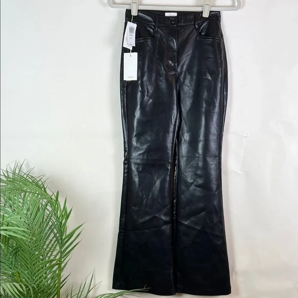 NWT Wilfred Beatrix Faux Leather Pant High Rise Flare Black 0 - Picture 2 of 13